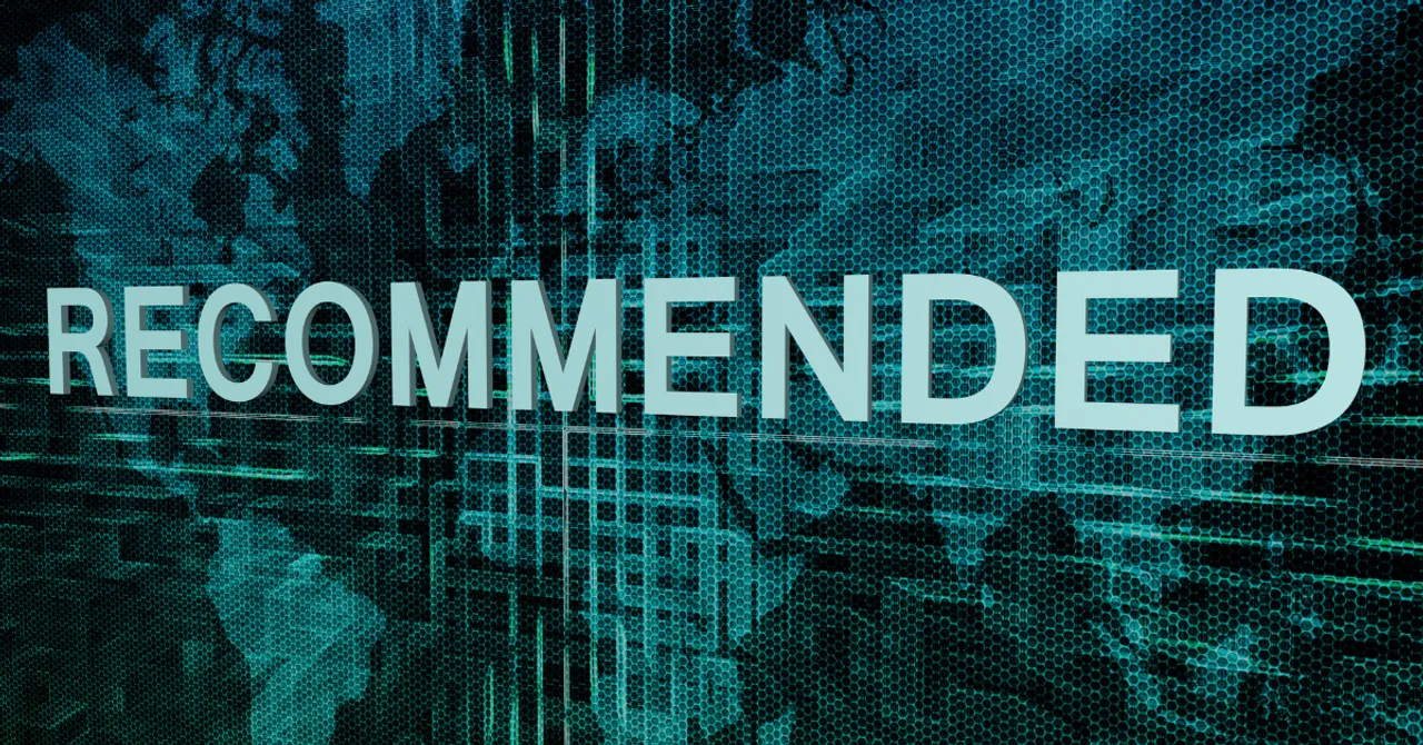 The word "Recommended" displayed on a digital interface — symbolizing AI-driven product suggestions for quick and personalized skincare routines.