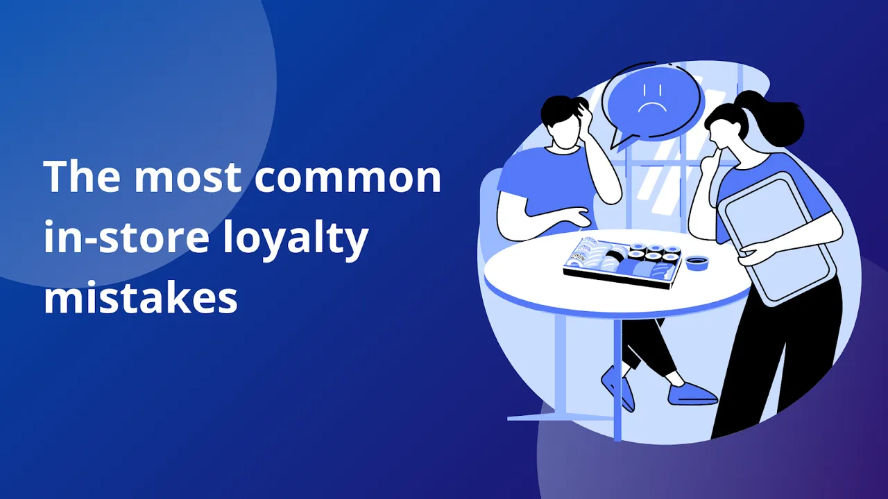 Illustration of a frustrated customer and staff highlighting common loyalty program issues - a reminder that fixing in-store mistakes is key to growing POS loyalty with Joy Loyalty.