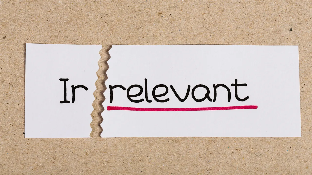 Torn paper showing the word "Irrelevant" splitting into "Ir" and "relevant", symbolizing the importance of relevance in communication or marketing.