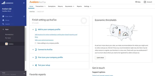 Avalara AvaTax screenshot