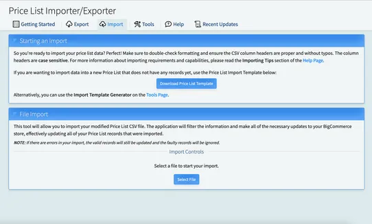 Price List Importer/Exporter screenshot