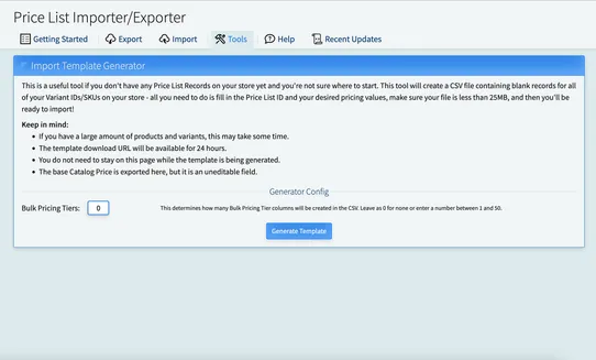 Price List Importer/Exporter screenshot