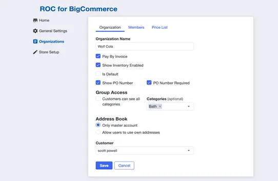 ROC for BigCommerce B2B screenshot