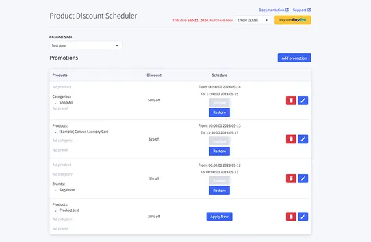 Product Discounts Scheduler by PapaThemes screenshot