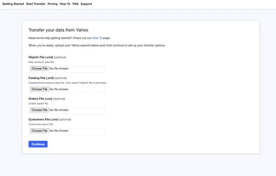 Data Migration Services: Yahoo screenshot