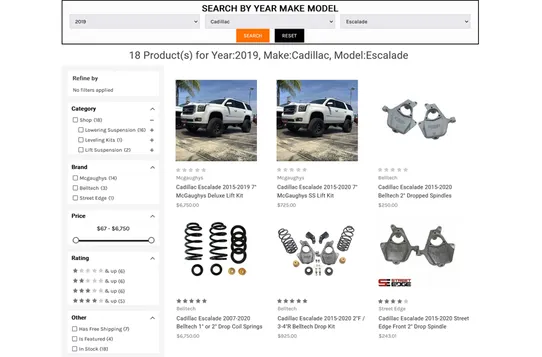 Year Make Model Search screenshot