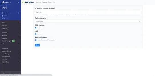 InXpress Shipping Rates screenshot