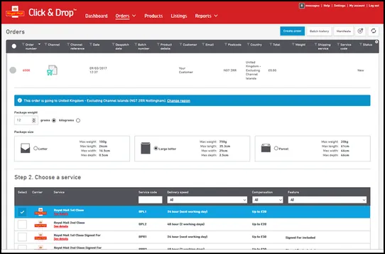 Royal Mail Click & Drop screenshot