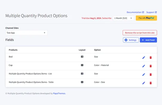 Multiple Quantity Product Options by PapaThemes screenshot