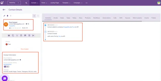 EngageBay CRM screenshot