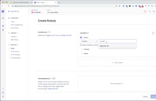 Algolia AI Search & Discovery screenshot