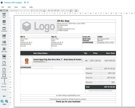 Printout Designer screenshot