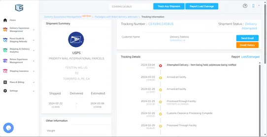 LateShipment.com Delivery Experience Management screenshot