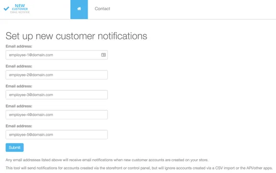 New Customer Notifier screenshot