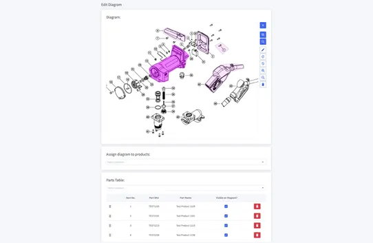 Product Part Diagrams screenshot