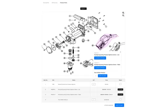 Product Part Diagrams screenshot