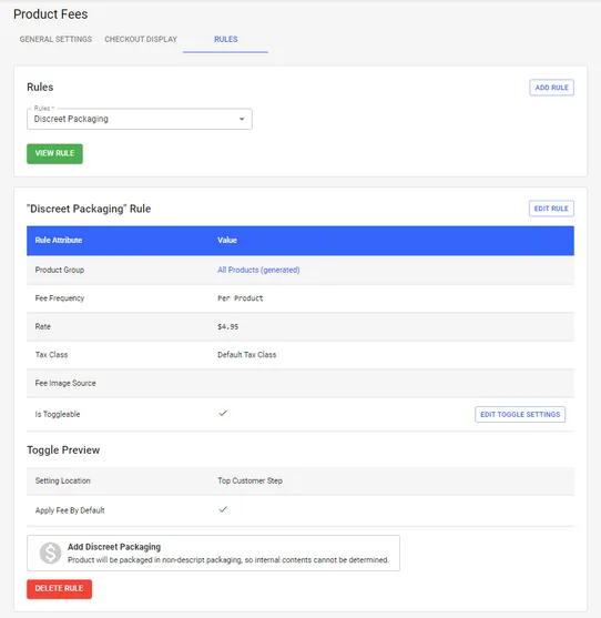 Product Fee Manager by Ebizio Checkout screenshot