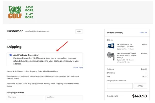 Shipping Protection by Ebizio Checkout screenshot