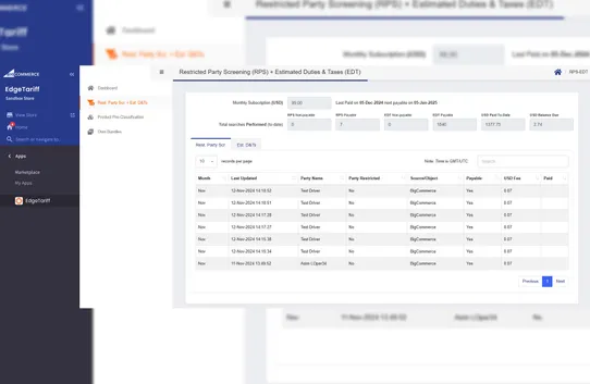 EdgeTariff screenshot