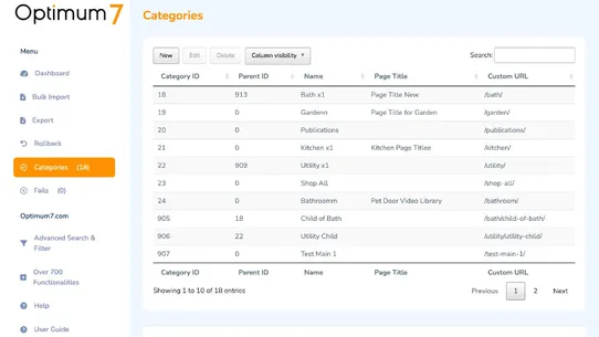 Bulk Category Import and Edit by Optimum7 screenshot