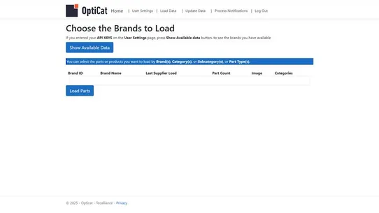 OptiCat Catalog Load screenshot