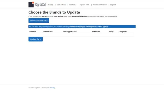 OptiCat Catalog Load screenshot