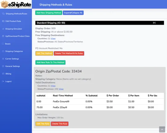 eShipRate screenshot