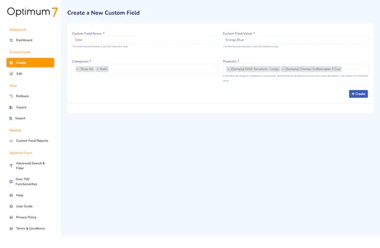 Bulk Custom Field Management by Optimum7 screenshot