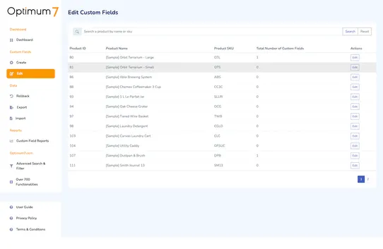 Bulk Custom Field Management by Optimum7 screenshot