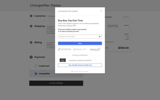 ChargeAfter Consumer Financing screenshot