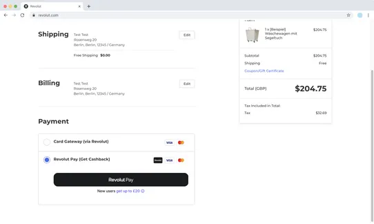 Revolut Payment Gateway screenshot