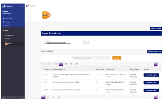 PostNL Label Generation by 247 Commerce screenshot