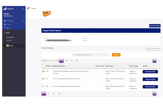 PostNL Label Generation by 247 Commerce screenshot