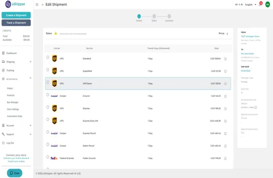 eShipper Commerce screenshot