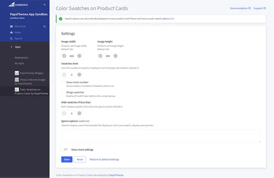 Color Swatches on Product Cards by PapaThemes screenshot