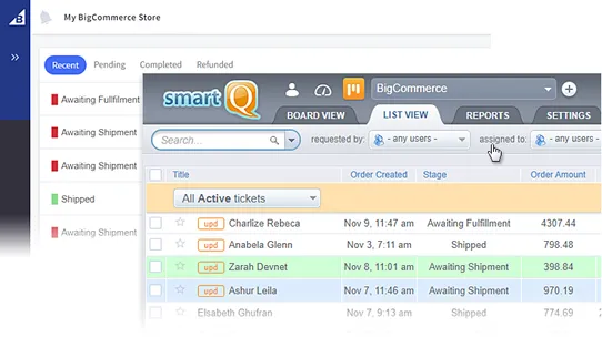 smartQ order management screenshot