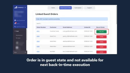 Link Guest Orders screenshot