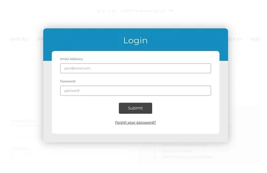 Epic Modal Login Popup screenshot