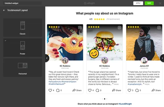 Instagram Testimonials by Elfsight screenshot