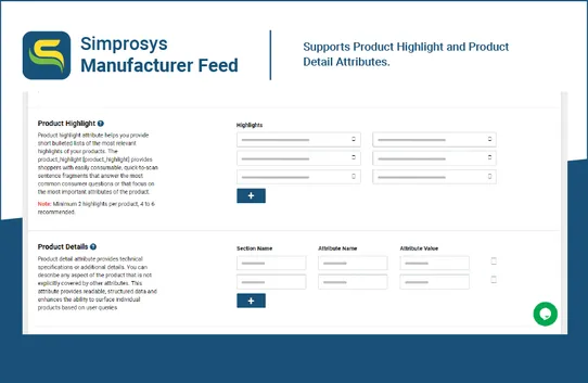Simprosys Manufacturer Feed screenshot