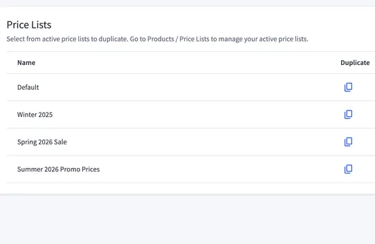 PriceList Duplicator screenshot