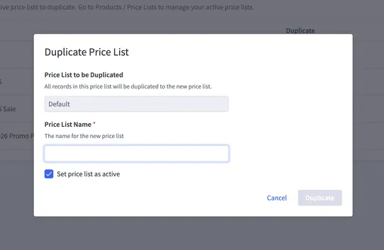 PriceList Duplicator screenshot