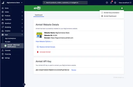 Aimtell Web Push Notifications screenshot