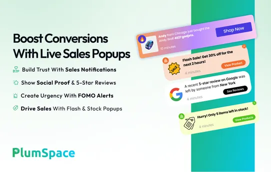 Sales Pop Up & Social Proof by PlumSpace screenshot