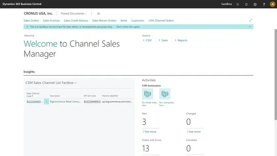 CSM for Business Central screenshot
