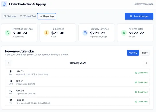 Order Protection & Tips by Care Checkout screenshot