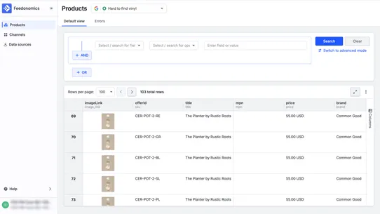 Feedonomics Surface screenshot