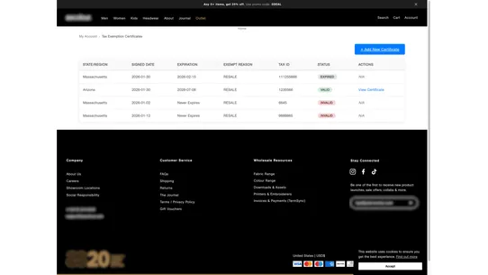 Avalara Self-Service Tax-Exempt by Cadent·Commerce screenshot