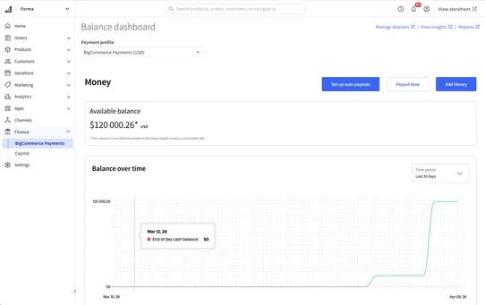 BigCommerce Payments screenshot