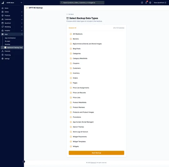 Optimum7 Backup Tool screenshot